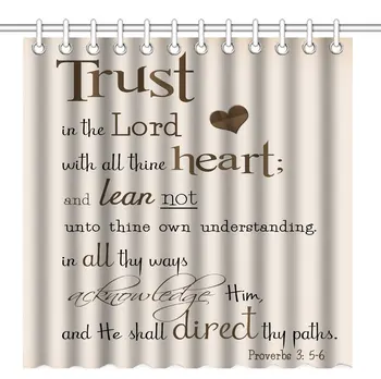 

Bible Verse Scripture Quotes Proverbs - Trust in the Lord with All Thine Heart,Waterproof Polyester Fabric Bathroom Bath