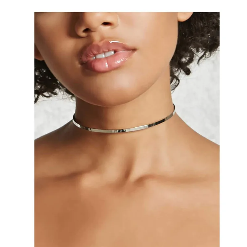 

HUISTORY Metal Short Clavicle Chain Fashion Jewelry Women Vintage Short Necklace Collar Choker Christmas Gift