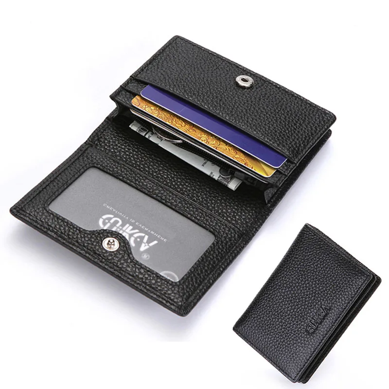 

Business Card Holder Card for Men Genuine Leather Hasp Coin Purse Card Wallet Men Porte Carte Credit Cardholde Black Coffee