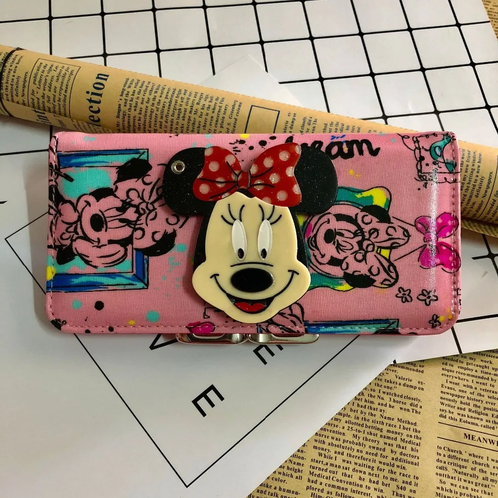 Disney Микки мультфильм женский кошелек pu монета с зеркалом леди сумка для хранения клатч сумка кошелек девушка Сумка Держатель монет плюшевые карты