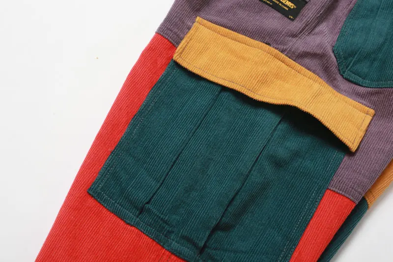Corduroy Color Block Patchwork Cargo Pants 6