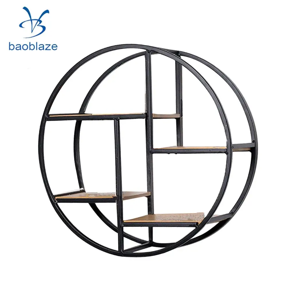 Chinese Garden Design Floating Wall Shelf Storage Display Rack Holder Flowers Vase Picture Calendar CDS Display Stand Black Iron
