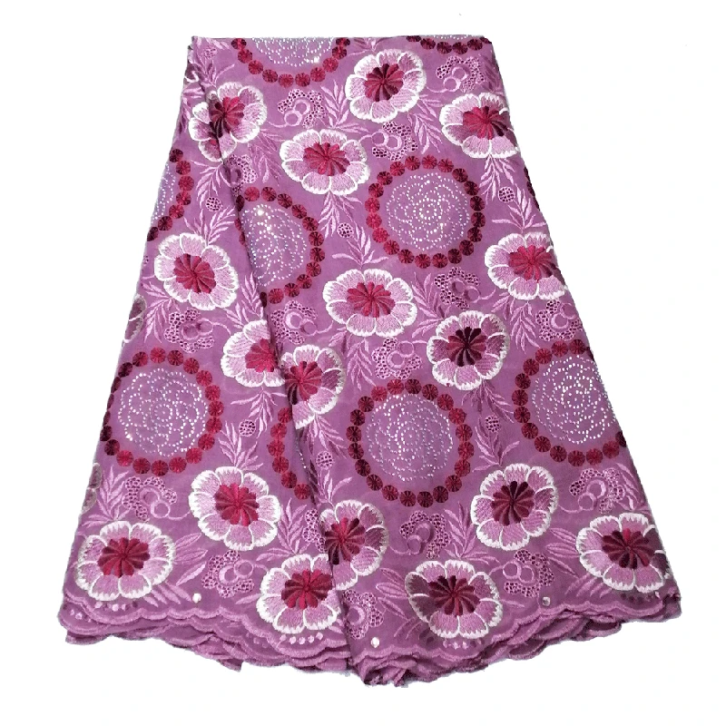 

Blush pink cotton lace material with plenty stones africa lace high quality lace fabric 5 yards voile fabric for wedding party