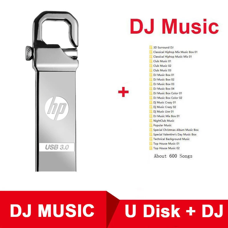 Флешка Металлический флеш-накопитель hp 32 Гб 64 Гб DIY Pendrive X750W Cle USB 3,0 Memory Stick Key Thumb Hook Lock Flies диск на ключ флэшка - Цвет: X750W Plus DJ