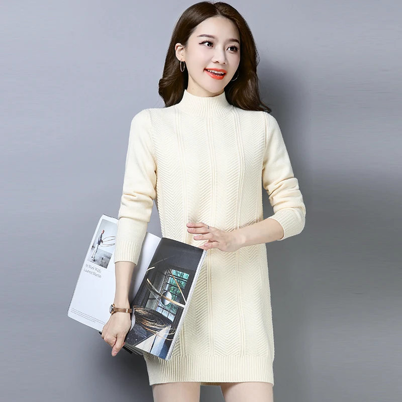 ^Cheap 3XL 4 Colors Brand Sweater Fall Winter Women Long Sweater New Solid Color Knit Turtleneck Sweater Bottoming Slim Wild Pullovers