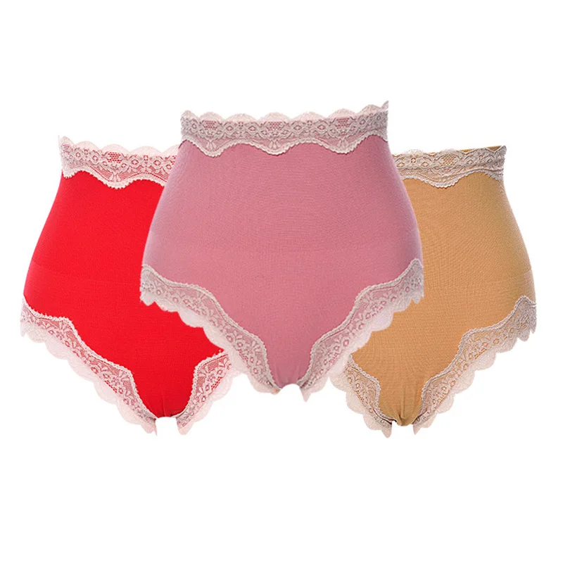 1Pcs Women Retro High Waist Underwear Lace Plus Size Body Shaper Briefs Panties Sexy Female Large Seamless Breathable |