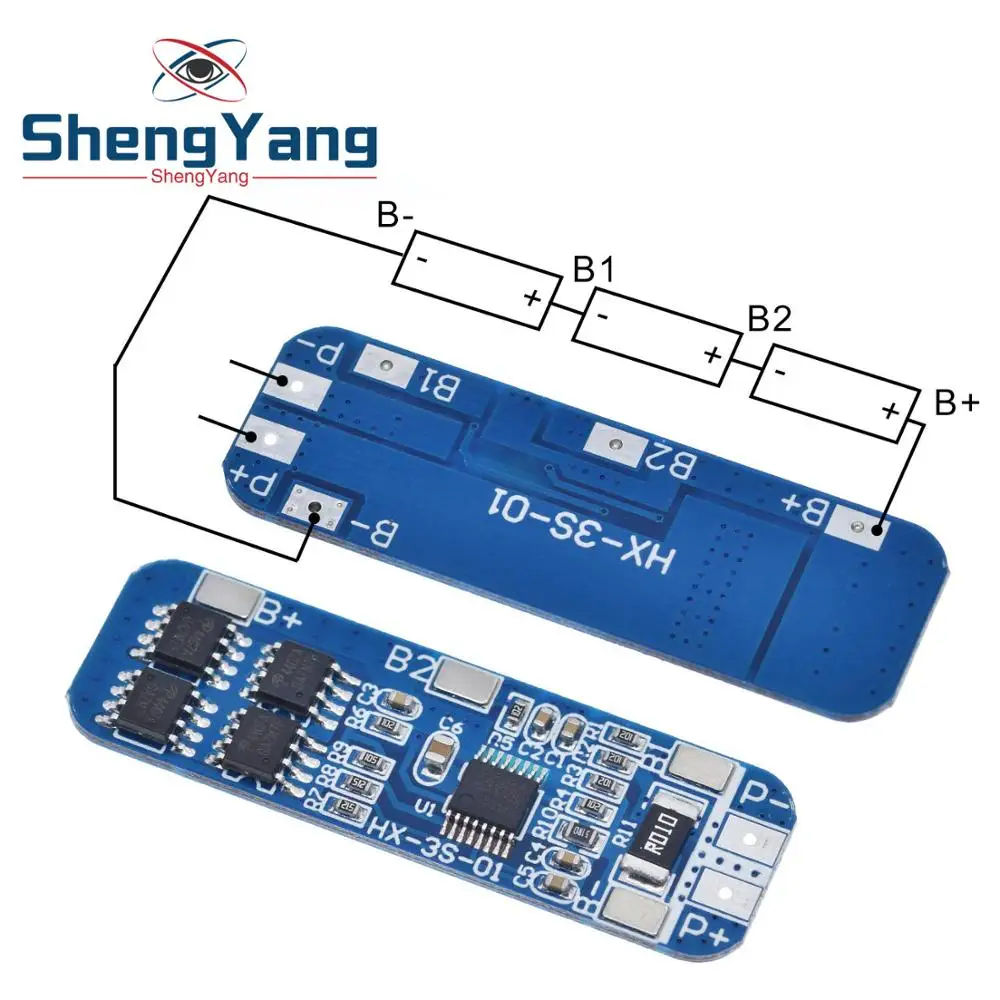 

ShengYang 3S 12V 18650 10A BMS Charger Li-ion Lithium Battery Protection Board Circuit Board 10.8V 11.1V 12.6V Electric