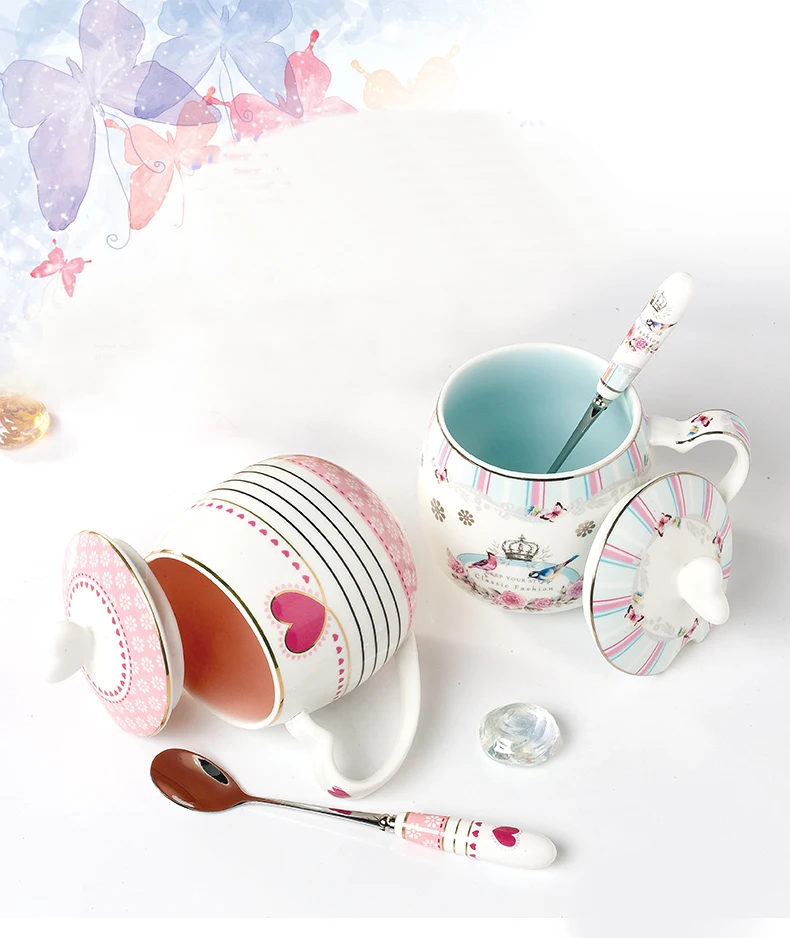 Изысканный розовый «любящее сердце» керамическая чашка красивые многоцветные керамическая кружка большая емкость Камуфляж кружки молока