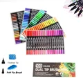 100 farbe Dual Tip Pinsel Stift Filzstift Stift Art Marker Fein Liner Pinsel Zeichnung Malerei Aquarell Stift für Färbung manga|Kunst-Marker| -
