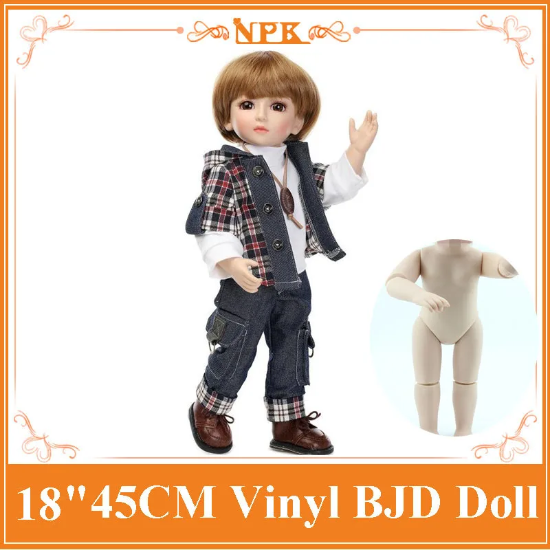 Самые популярные 18inch45cm красивый мальчик SD/BJD Детские классные куколки полное тело виниловых Reborn может ввести в воду Детские игрушки ребенок...