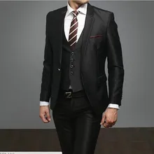 Стиль, одна пуговица, Черные смокинги для жениха, лацкан с тупым углом, мужской деловой костюм, мужские свадебные костюмы на выпускной(пиджак+ брюки+ жилет+ галстук