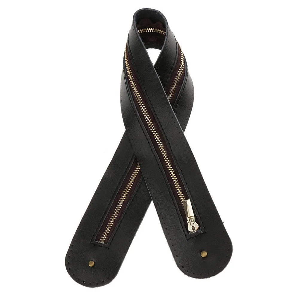 50cm Genuine Leather Patch Zipper with Pin Hole DIY Oval Soft Leather Sheet for Bag Handbag Sewing Accessories Black