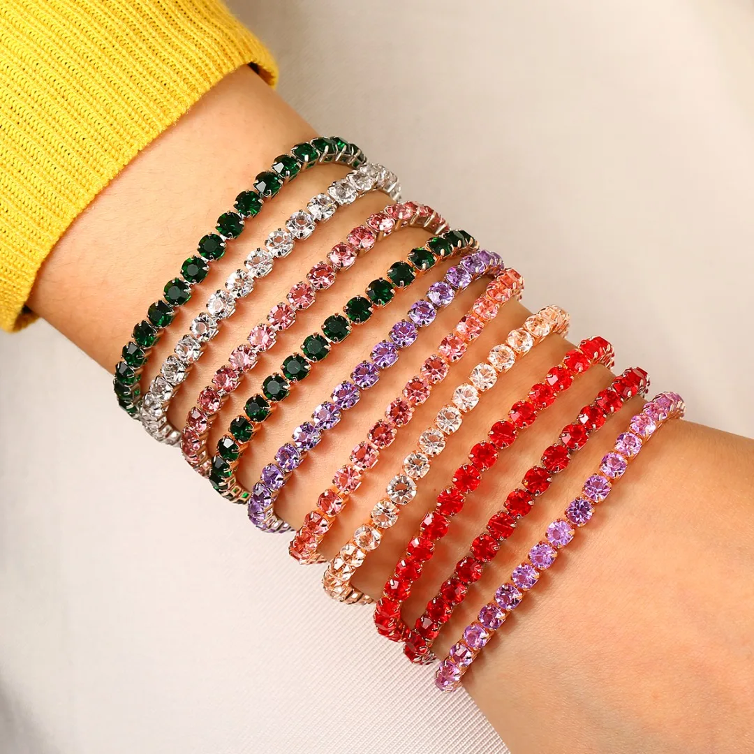 New Fashion Tennis Bracelet For Women Multicolor Cubic Zirconia Charm Bracelets & Bangles Femme Wedding Jewelry Crystal Bracelet