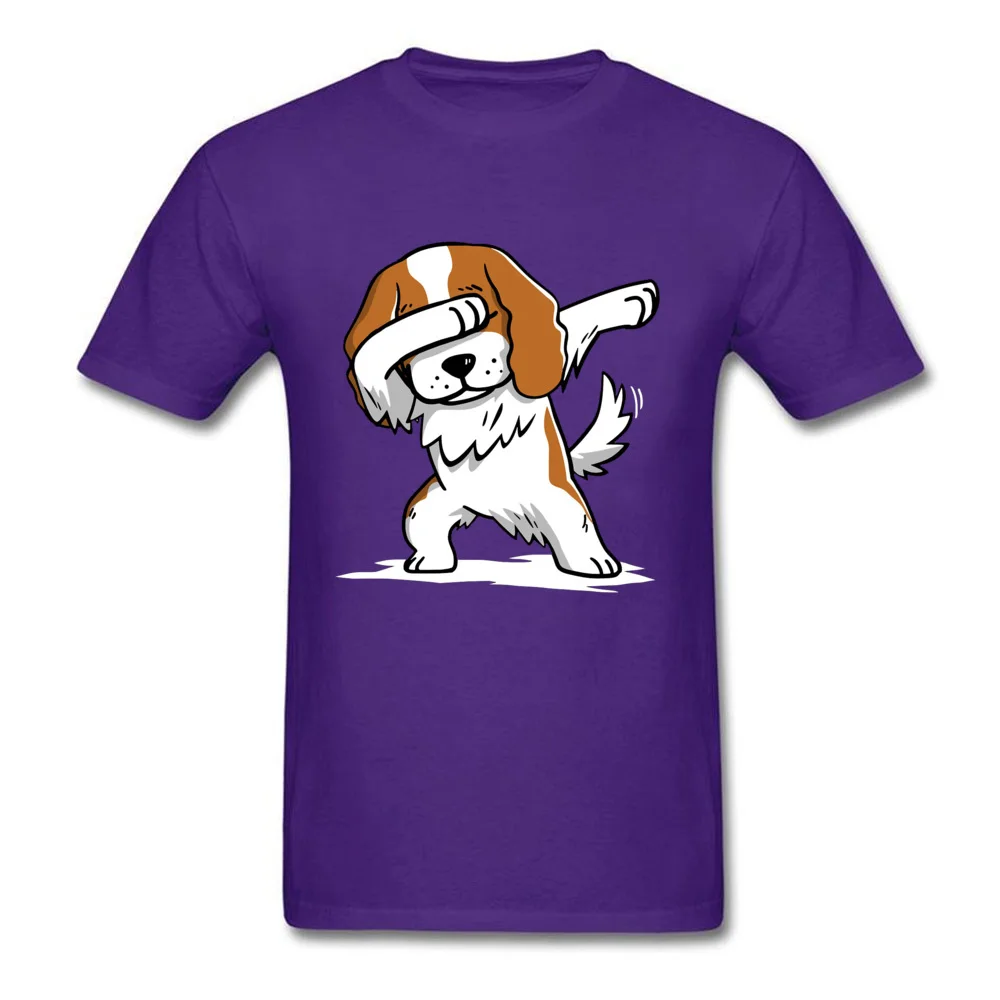 Round Neck Dabbing-Cavalier-King-Charles-Spaniel All Cotton Men T-shirts Unique Short Sleeve Tops T Shirt Company Normal Tees Dabbing-Cavalier-King-Charles-Spaniel purple