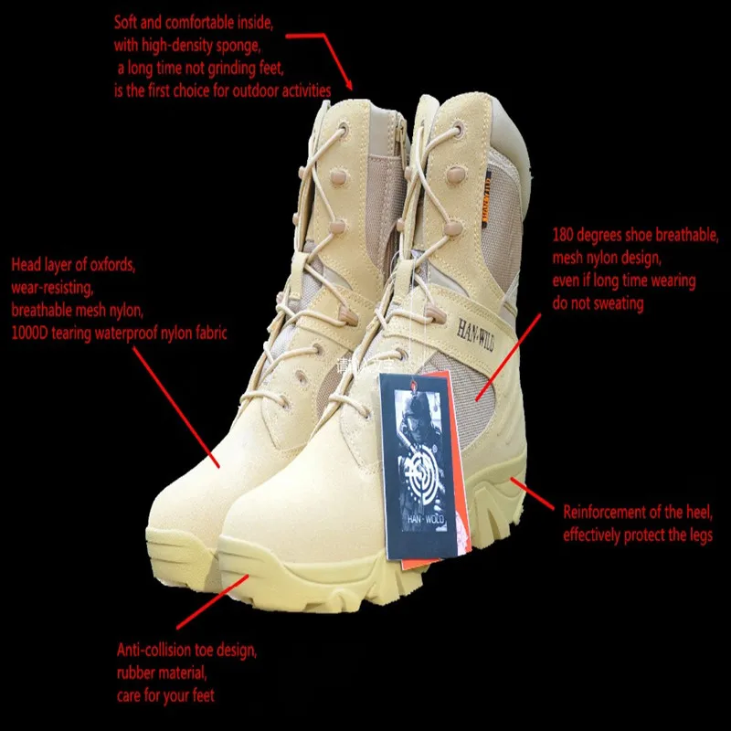 Открытый Спорт Кемпинг Охота обувь для мужчин Военная Униформа деятельности сапоги и ботинки для девочек Desert Combat Tactical Botas пеший Туризм