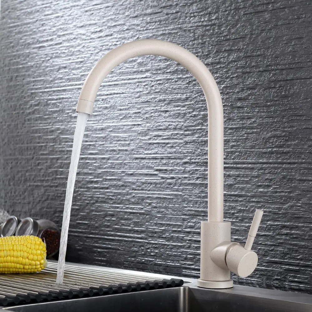 

SUS 304 stainlessl steel Contemporary Tap Kitchen Faucets Beige paint Spool Mixer Water Faucet With Hot And Cold Double Control