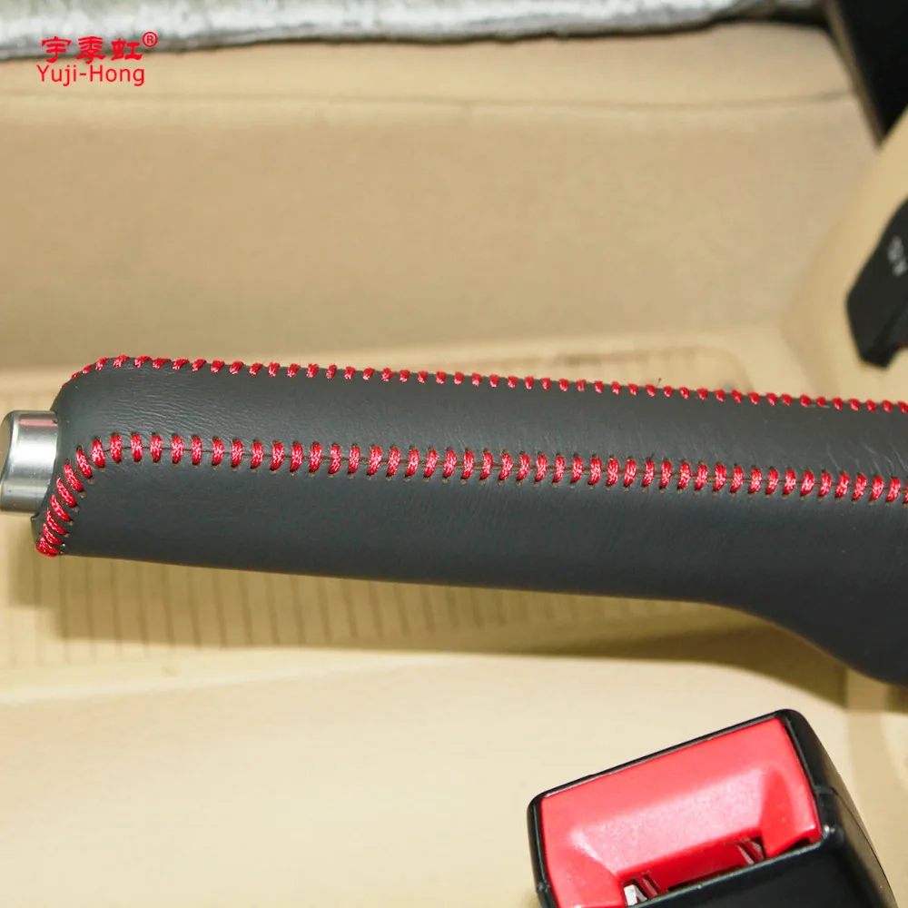 Yuji-Hong Car Handbraek Covers Case for Volkswagen VW Golf VI Jetta Sagitar 2011 Genuine Leather Handbrake Grips Cover
