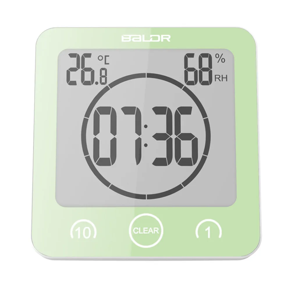 Günstige LCD Screen Wasserdichte Digital Bad Wanduhr Temperatur Feuchtigkeit Countdown Zeit Funktion Waschen Dusche Hängen Uhren Timer