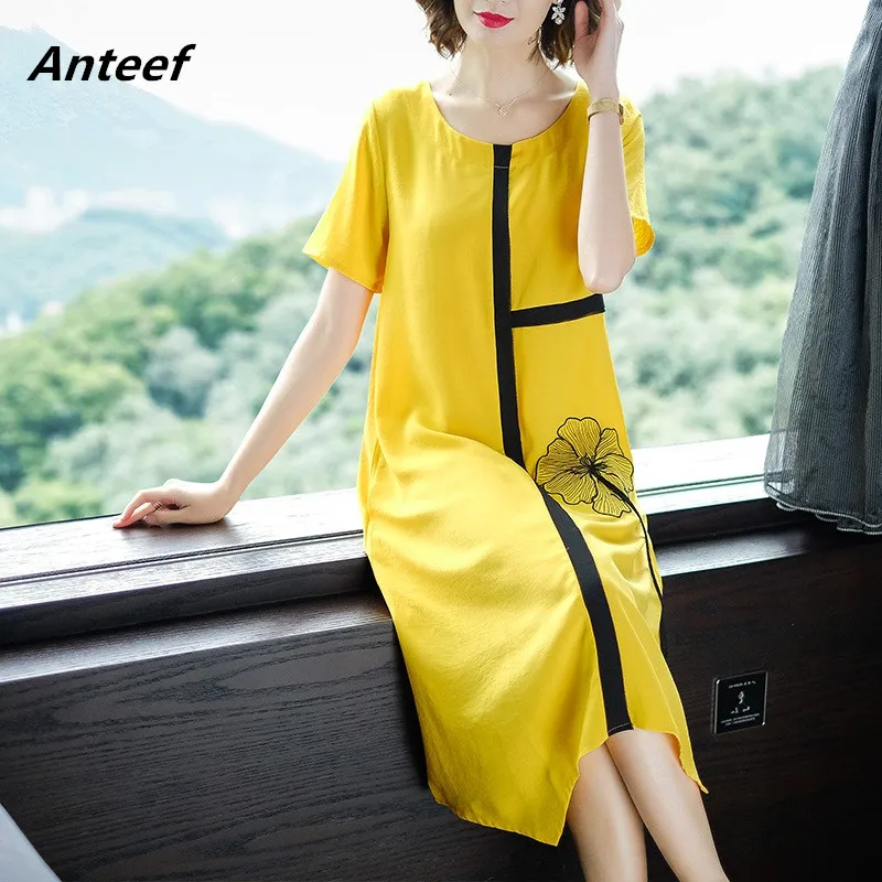 

cotton linen plus size vintage embroidery women casual loose midi summer elegant sun dress clothes 2019 ladies dresses sundress