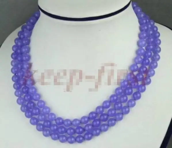 

Hot sale new Style >>>>>BRIGHT 3 STRAND LAVENDER JADE BEADED NECKLACE