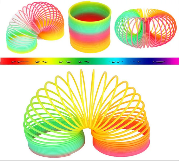 

Kids Plastic Rainbow Spring Elastic Ring Colorful Circle Climb The Stairs Intellectual Development Children Funny Classic Toy