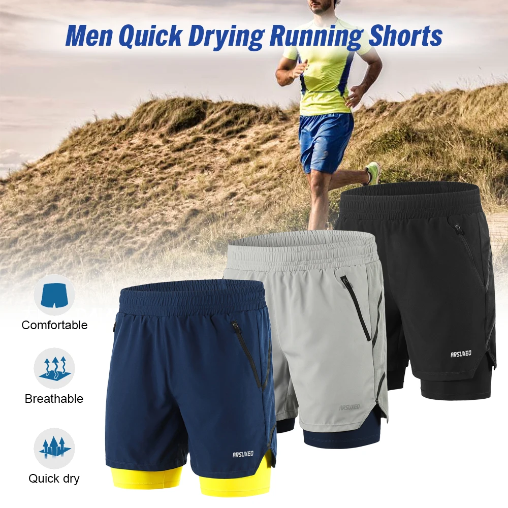 lixada 2 in 1 Running Shorts Quick Drying Breathable Active Training Exercise Jogging Marathon MTB Men Cycling mtb shorts | Спорт и