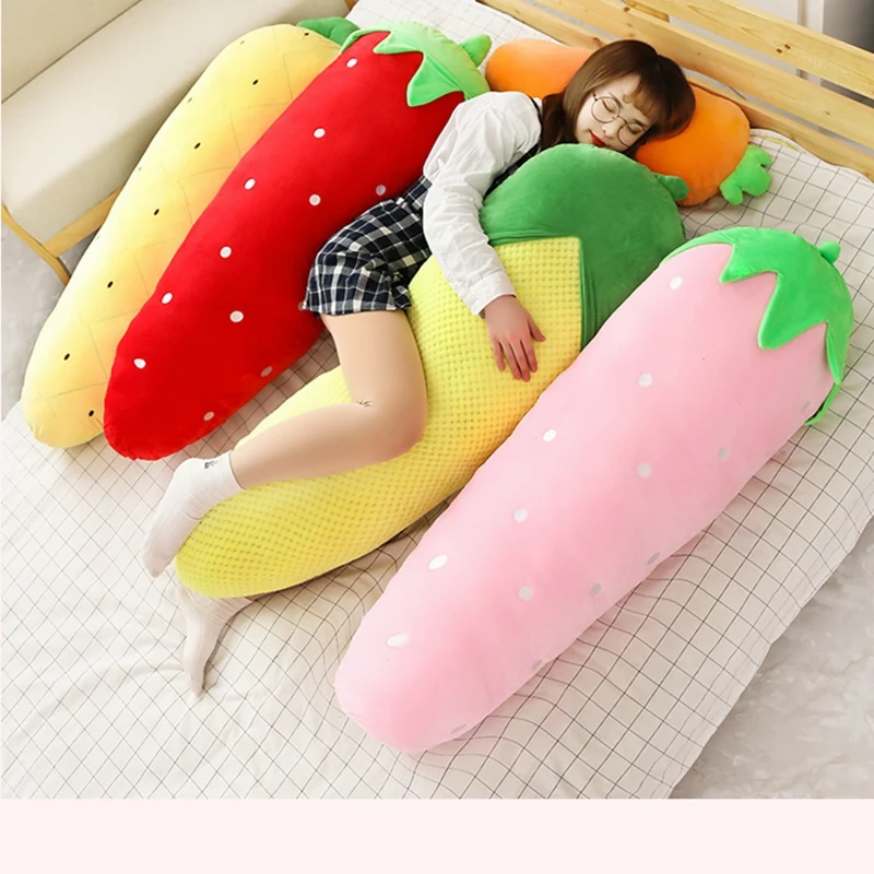 

Big SizeCreative Fruit Plush Long Pillow Stuffed Fruit Vegetables Corn strawberry carrot Plush Toys Funny Gift Sofa Seat Cushion