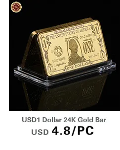 WR 2 доллара 24 к американские Золотые банкноты поддельные бар качество 999,9 США 2 доллара бумажные деньги золотые слитки металлические поделки для коллекции