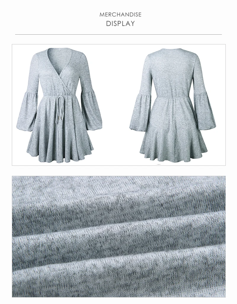 Long Sleeve Women Sexy Dress Winter 2018 V Neck Bandage Sashes Ladies Mini Sweater Dresses Knitted Autumn Short Vestido Party    (1)