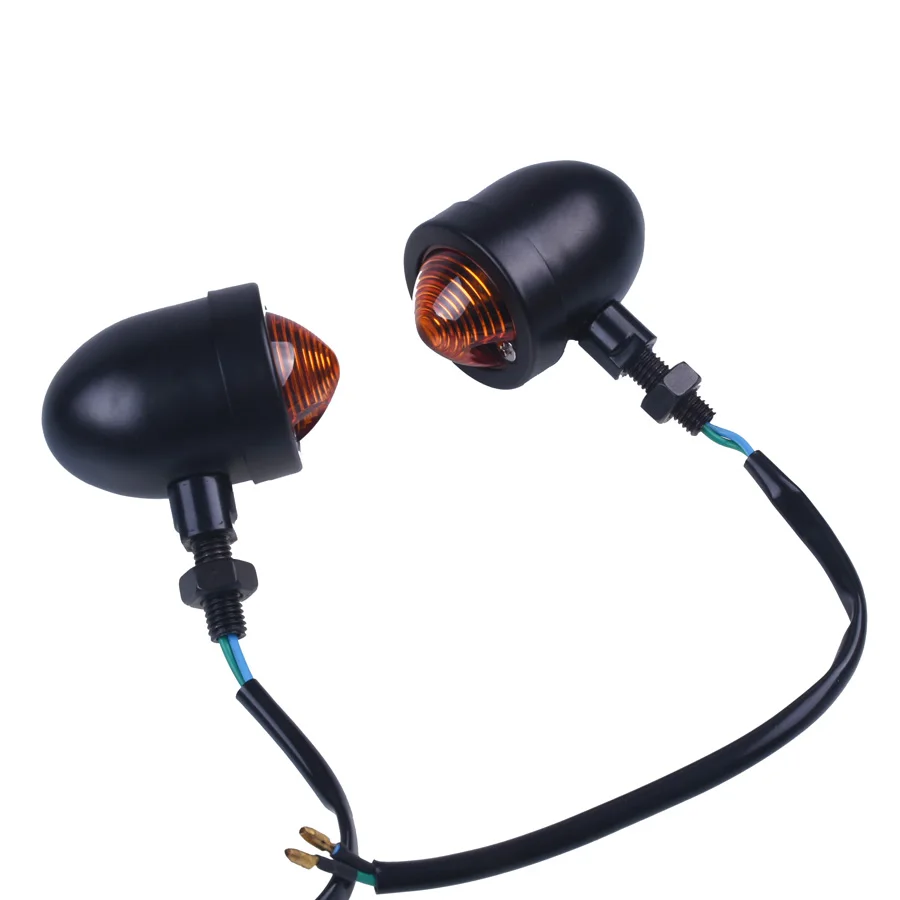 

2pcs/Lot Black Vintage Motorcycle Turn Signal Indicator Light Amber Light Cafe Racer Free Shipping For Halley