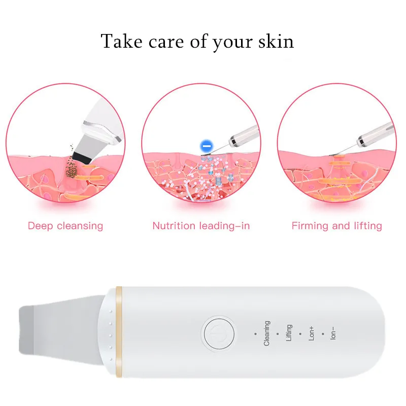 Facial Skin Scrubber Blackhead Remover Pore Cleaner Facial Lifting Tool,USB Rechargeable Skin Masskage Scrubber for Deep Clean