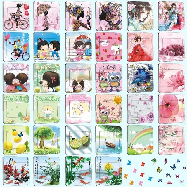 1Pcs/Set Light Switch Sticker Cute Lovers Kids Creative Home Decoration Bedroom Parlor Decoration Vinyl Potter Free Shipping 90