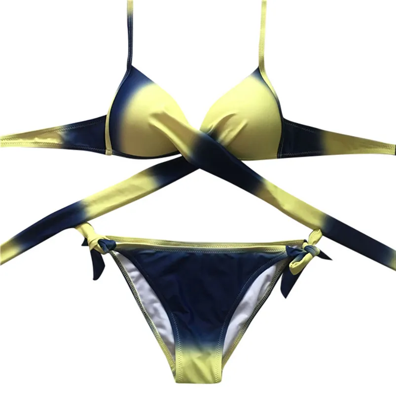 Women Swimsuit 2019 Sexy Push Up Swimwear Sweet Bathing Suit Lace Up New Look Women Girls Swimming Brief Set 40JA30 (2)