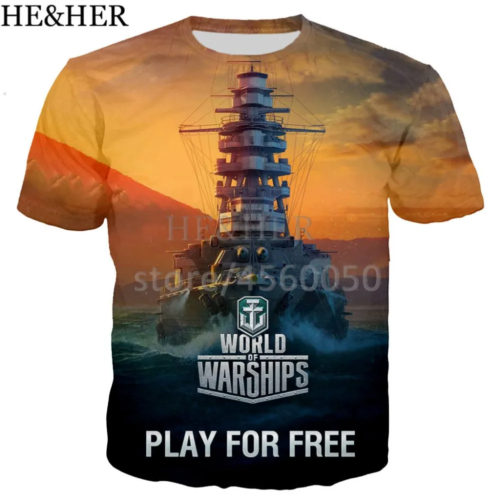 Футболка Мужская/женская с 3D-принтом world of warship | Мужская одежда
