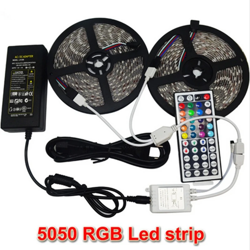 Jiguoor 10 м SMD 5050 Водонепроницаемый RGB 600 Светодиодные Ленты Света на Рождество, украшение для дома + ИК контроллеп + кабель + адаптер DC12V