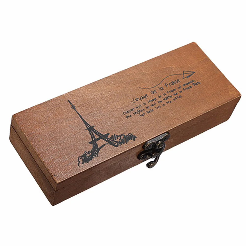 

Retro Eiffel Tower Storage Box Wood Wooden Pen Pencil Case Holder Coin Stationery Box Storage Hot Worldwide Wooden Organization