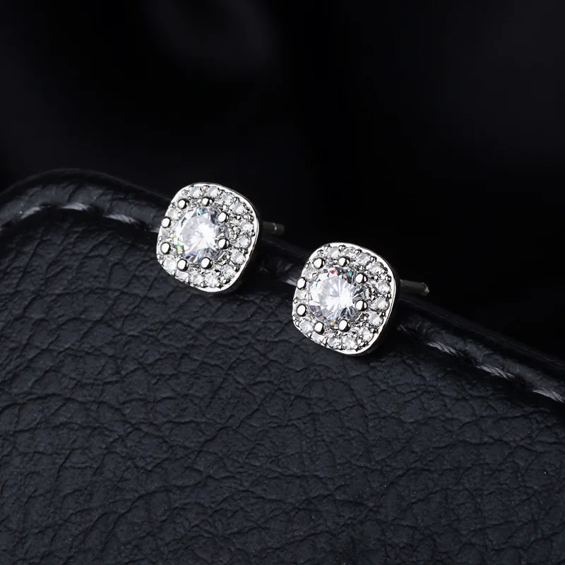 S925 серебряные серьги, геометрические циркониевые серьги, ювелирные изделия, аксессуары, Модные украшения, позолоченные серьги-гвоздики