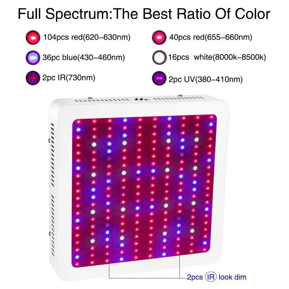 2000 Вт полный спектр светать с 200 шт двойные чипы 10 Вт светодиодный для комнатных для растений; для овощей и цветов. Больше света, больше
