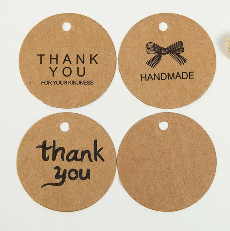 100 Paper Round Thank you Tags Embelishments Craft DIY Hanging Decor Favor 