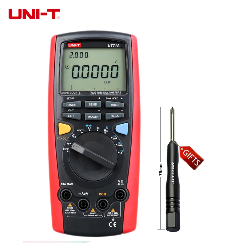

UNI-T UT71A RMS Digital Multimeter AC/DC Current Voltage Resistance Capatitance Frequency Tester