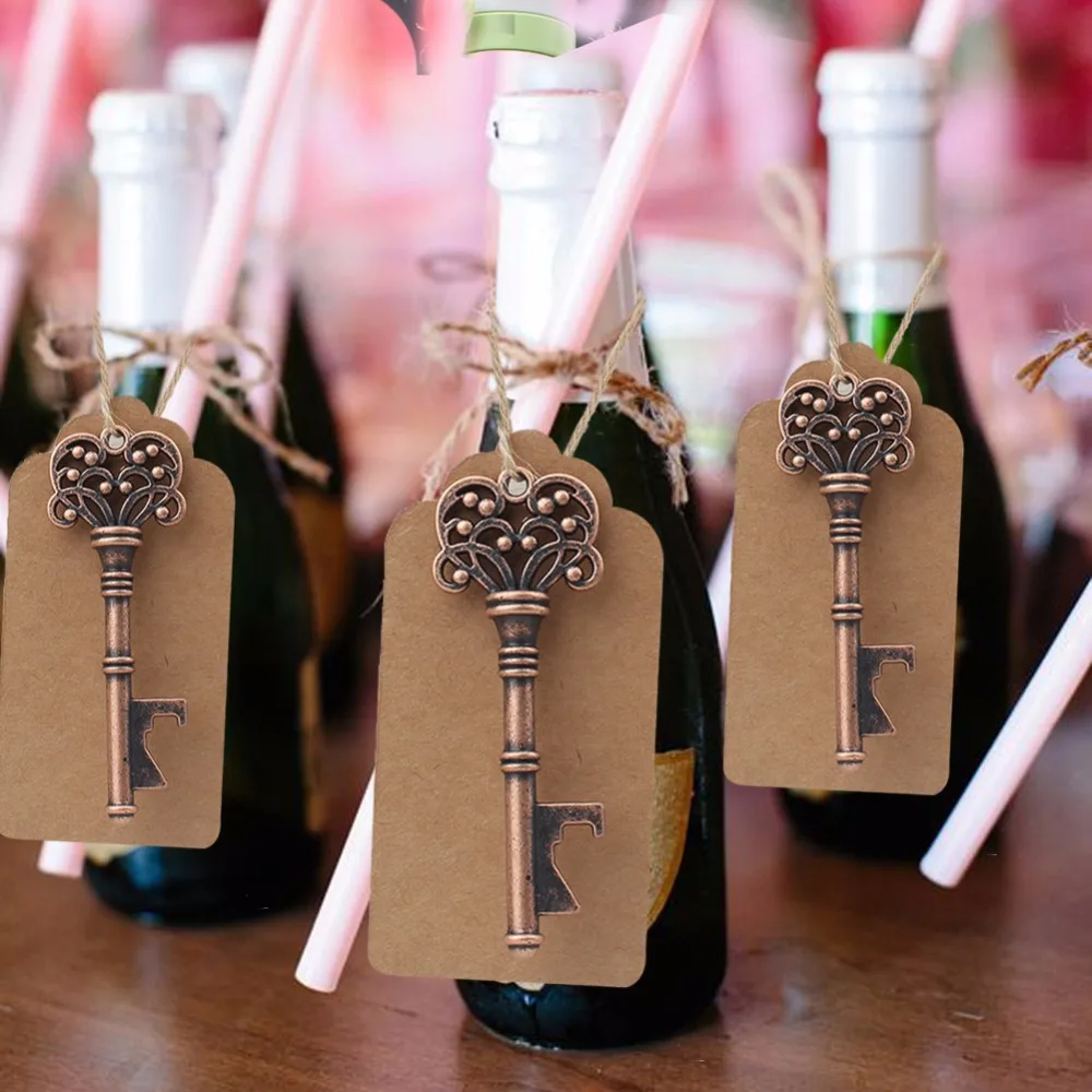 50pcs Wedding Gifts for Guests Souvenirs Skeleton Bottle Opener Tags Party Favors Festive Party Supplies Wedding