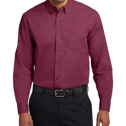 Port Authority S608 Mens Long Sleeve Easy Care Shirt Burgundy & Light Stone - 6XL (1)