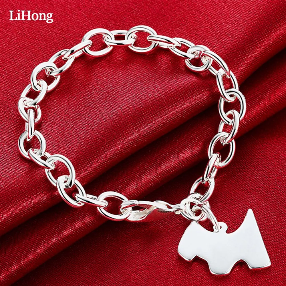 Серебряный цвет браслет собака кулон ювелирные изделия милые животные Шарм Дамы браслет подарок