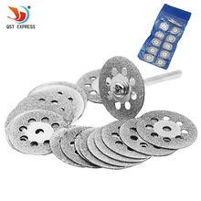 New Hot Koop 10Pcs 22 Mm Mini Scherpe Diamant Cut Off Rotary Tool Cutting Disc Schijven Diy Gereedschap Accessoires voor Dremel Met 2 Stuks Staaf