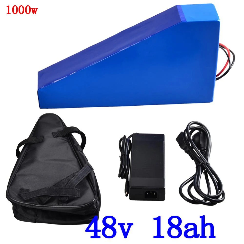 48 V 1000 W треугольная батарея 48 v 18ah электрическая велосипедная батарея 48 V 18AH литиевая батарея с 54,6 V 2A зарядное устройство+ сумка