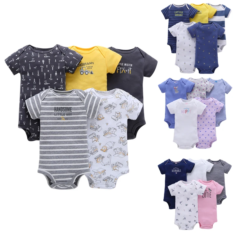 

Baby Boys and Girls Clothing set 5pcs-Pack Short Sleeve Bodysuit for Bebes Boys and Girl Jumpsuit soft bebes Bodysuit Kids