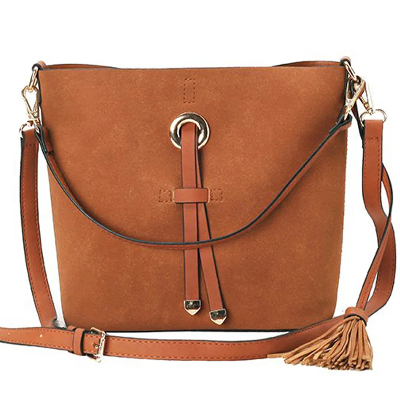 Women Bag Female Handbags Leather Over Shoulder Bag Crossbody Bucket 2018 Luxury Designer Tassel