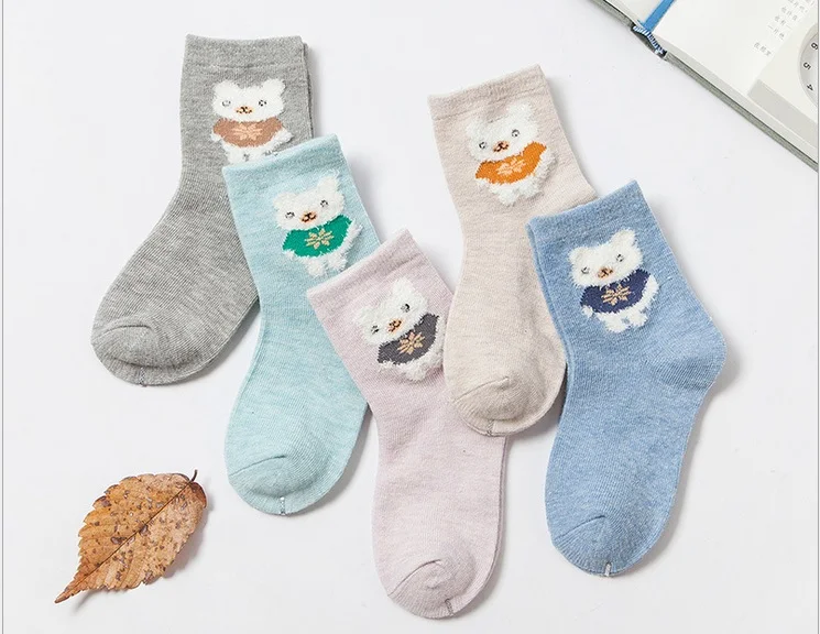 Коллекция года, носки унисекс новые детские носки Meias хлопковые носки для маленьких девочек с рисунком кролика и медведя От 1 до 12 лет, 6 пар - Цвет: Бежевый
