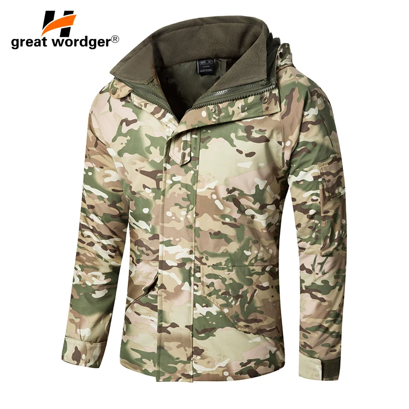 

G8 Winter Men Thick Thermal Tactical jacket Coat Waterproof Double-layer Removable Military Camouflage Windbreaker Hiking Jacke