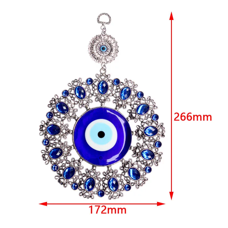 1 x Wall Hanging Turkish Blue Evil Eye Flower Hamsa Amulet Decor Protection